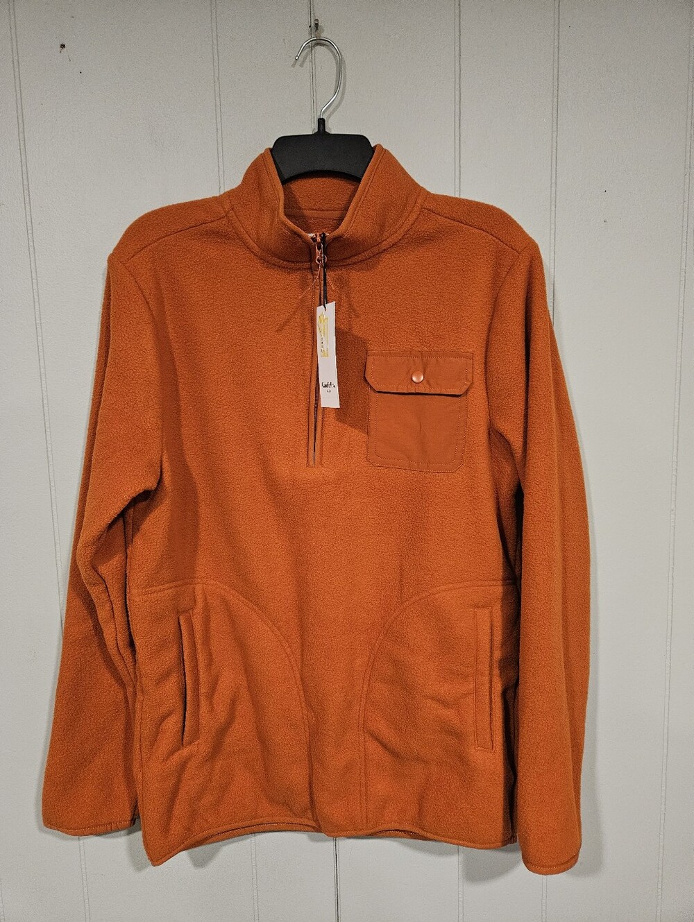 Goodfellow Men's Small Fleece Quarter Zip Sweater Rusty Treasure Dark Orange NWT